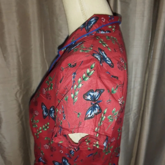 Raspberry Red Butterfly Button Front Midi Dress Joe Browns UK 14 Short Sleeve. - Picture 6 of 11